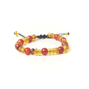 Pulsera tejida de Ámbar y Ágata Café Nativa